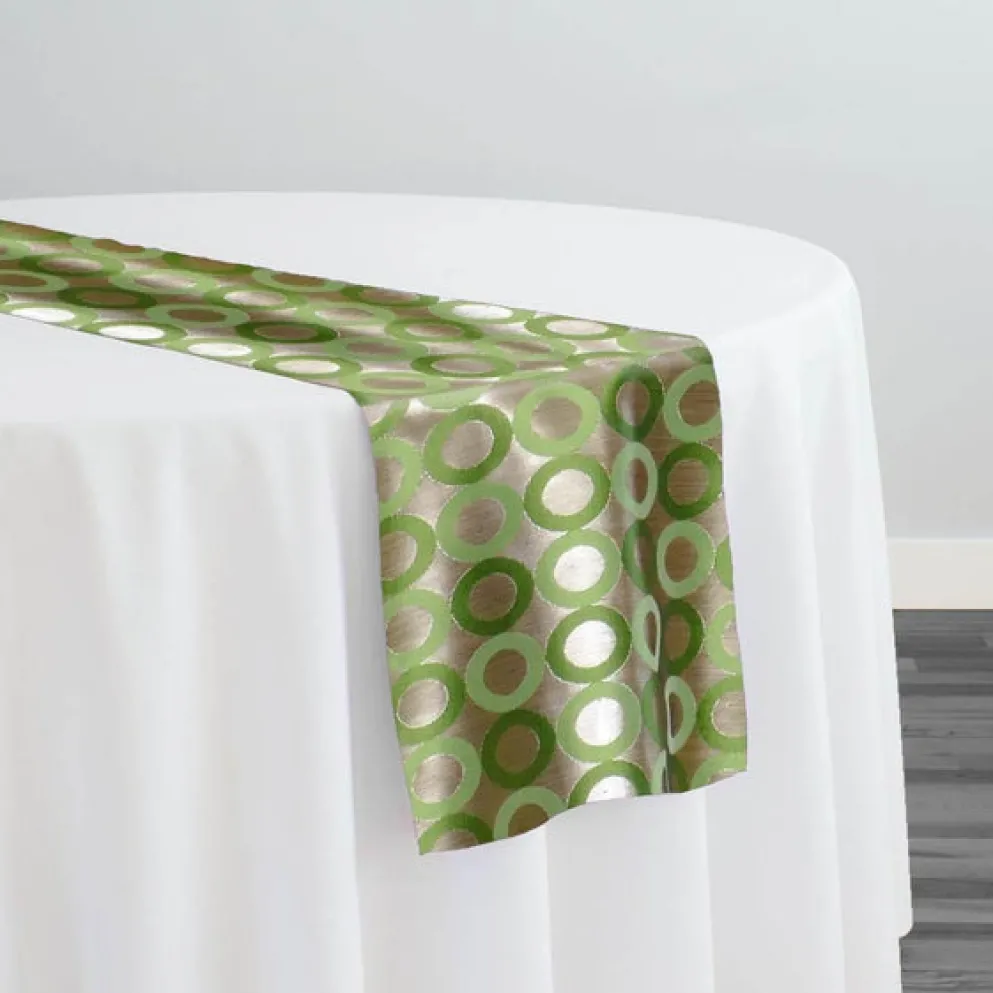 Mosaic Jacquard (Reversible) Table Runner in Green and Gold