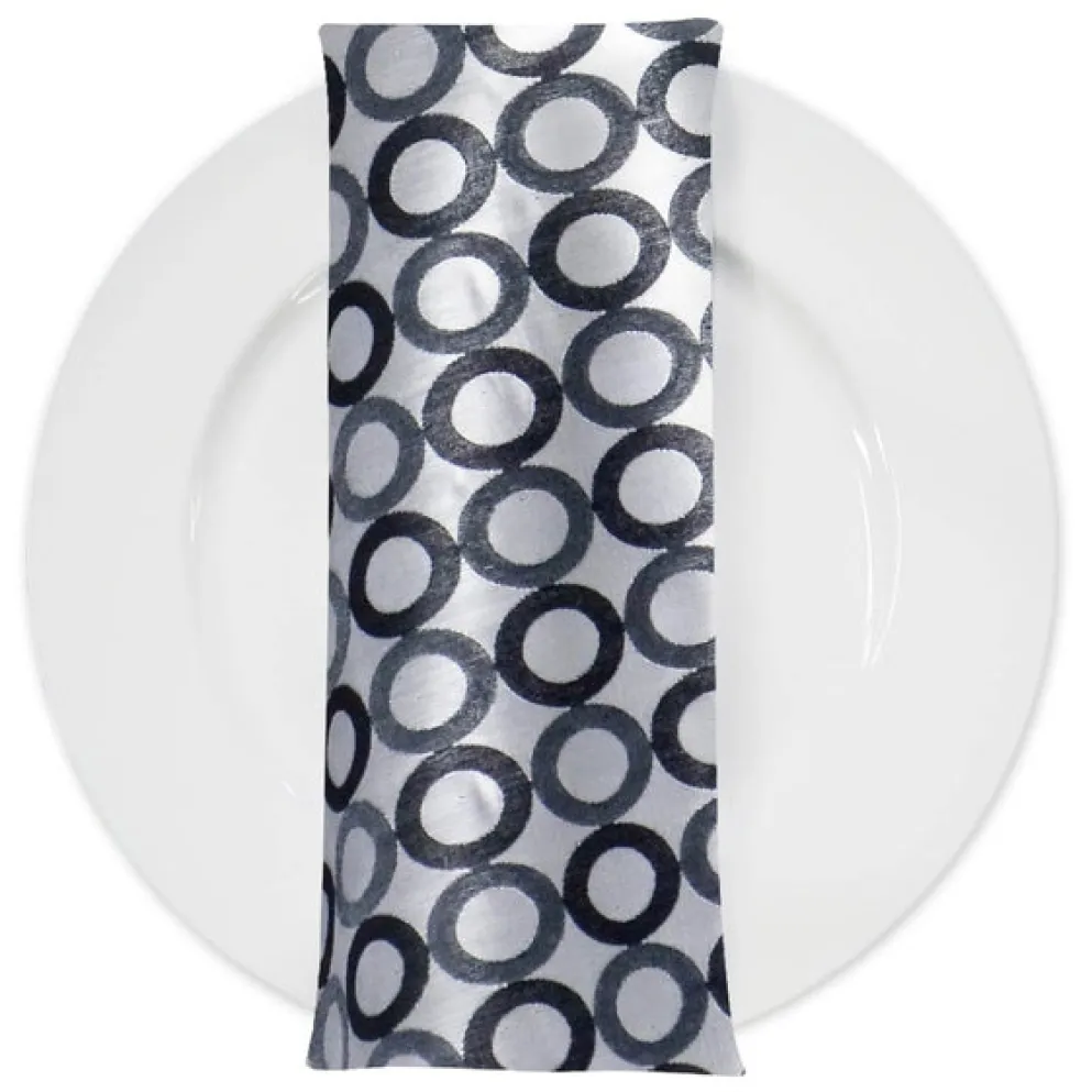 Mosaic Jacquard (Reversible) Table Napkin in Black and Silver