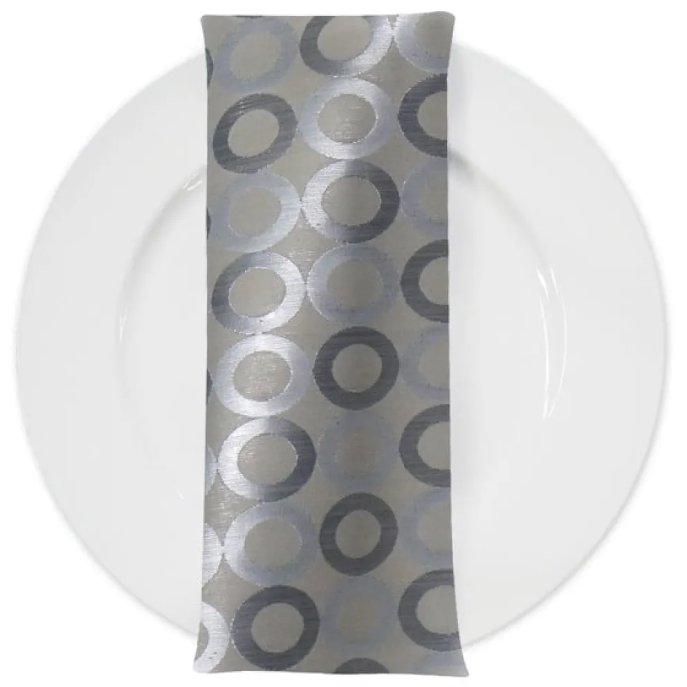 Mosaic Jacquard (Reversible) Table Napkin in Ivory and Silver