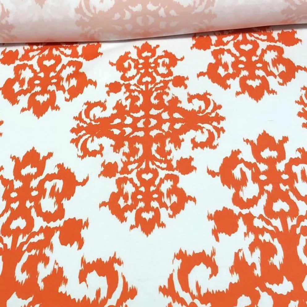 Newport Print (Dupioni) Table Linen in Orange