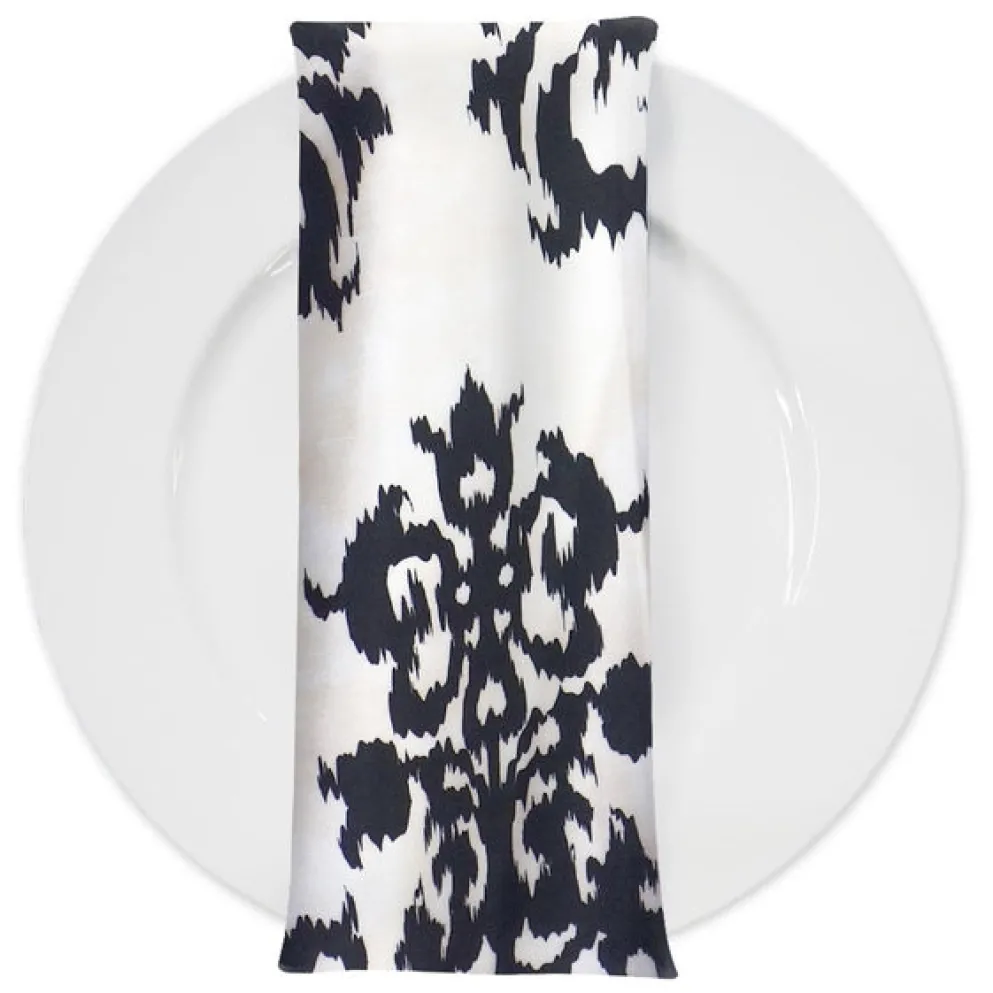 Newport Print (Dupioni) Table Napkin in Black
