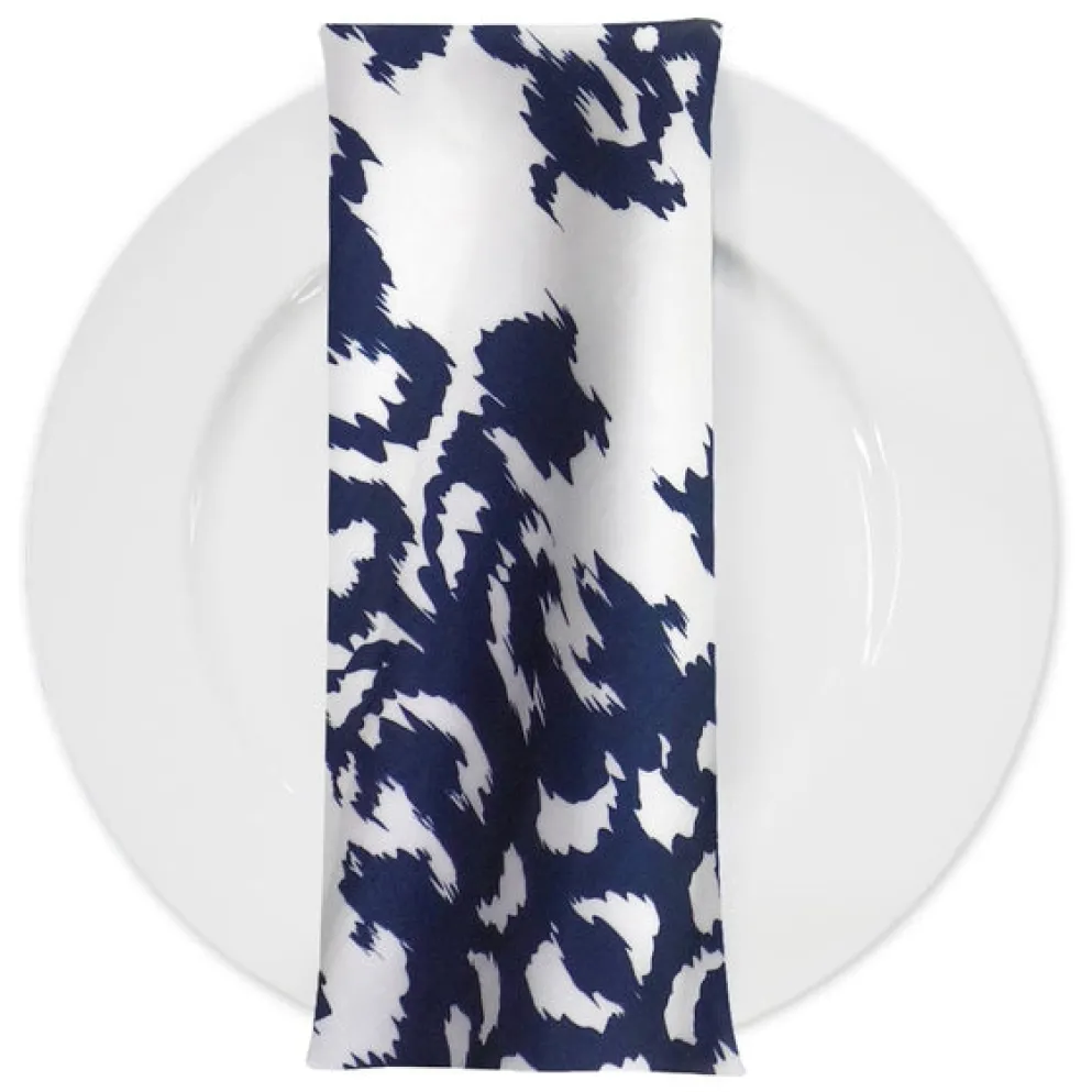 Newport Print (Dupioni) Table Napkin in Navy
