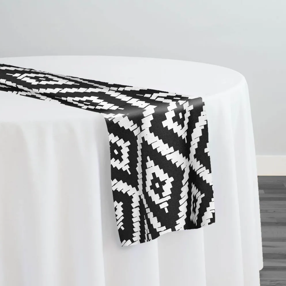 Onyx (Poly Print) Table Runner in Black / White