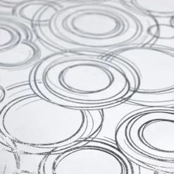 Orbit (Metallic Print) Table Linen in White and Silver