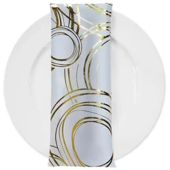 Orbit (Metallic Print) Table Napkin in White and Gold