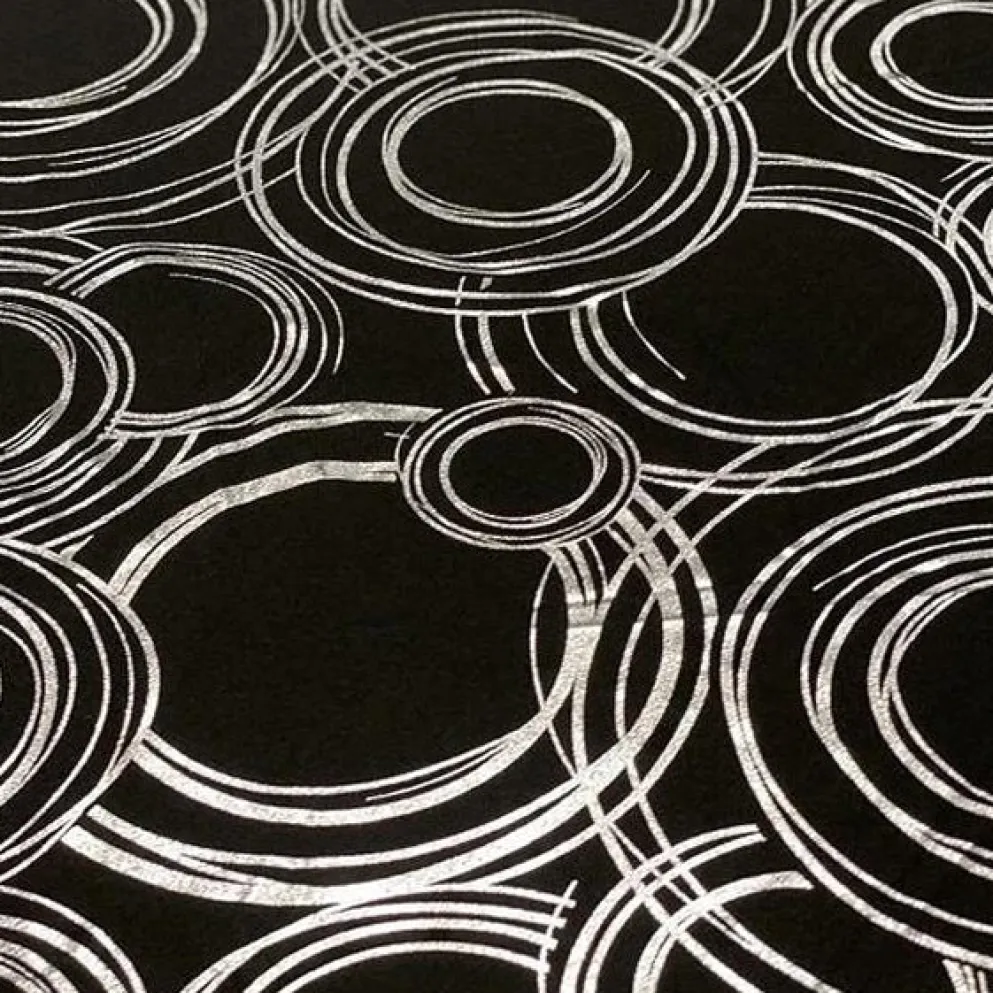 Orbit (Metallic Print) Table Runner in Black and Silver