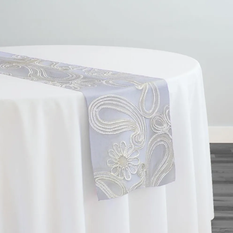 Paisley Floret Sequins Table Runner in Ivory