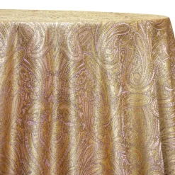 Paisley Jacquard Table Linen in Rose/Gold
