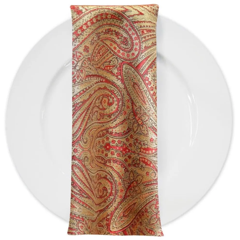 Paisley Jacquard Table Napkin in Red and Gold
