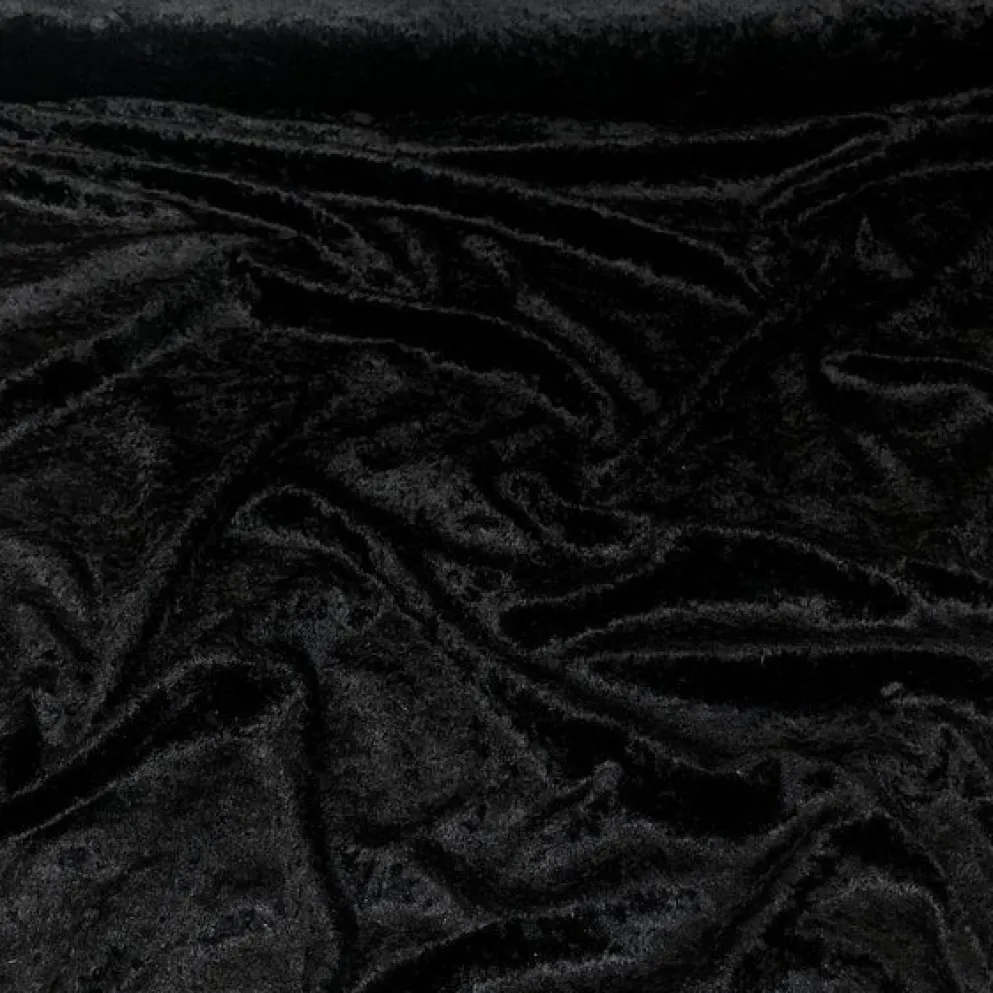 Panne (Crush) Velvet Table Linen in Black