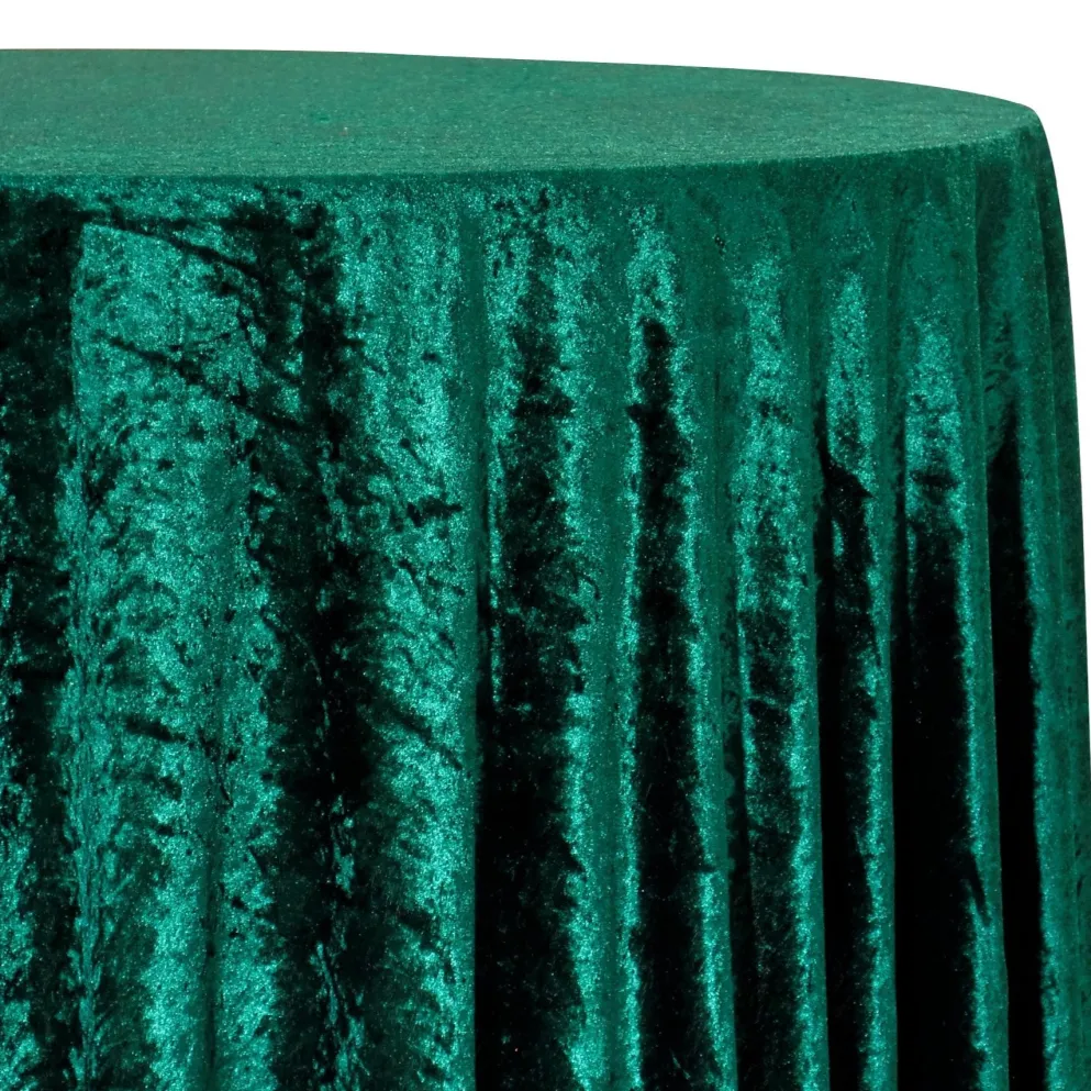 Panne (Crush) Velvet Table Linen in Hunter Green
