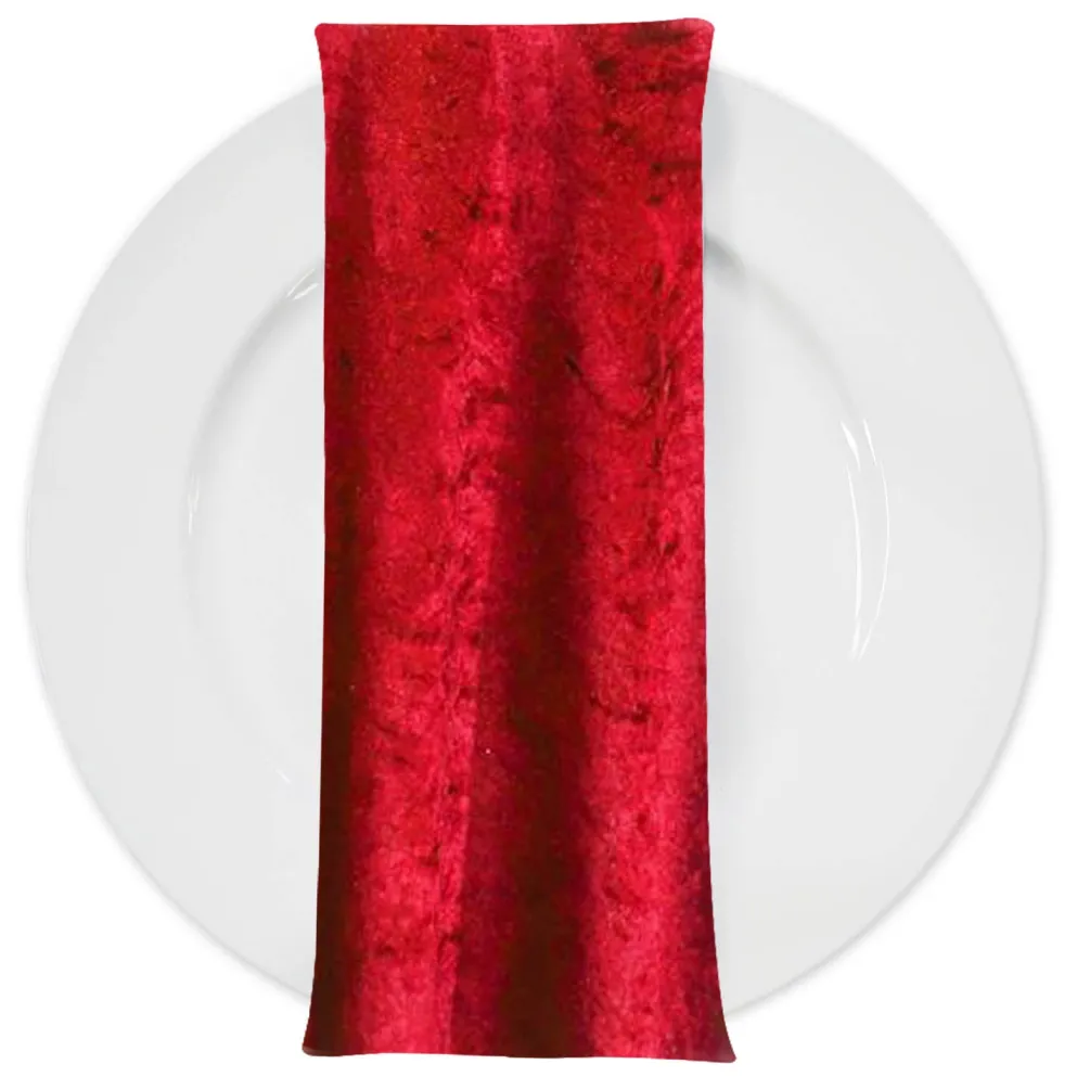 Panne (Crush) Velvet Table Napkin in Red