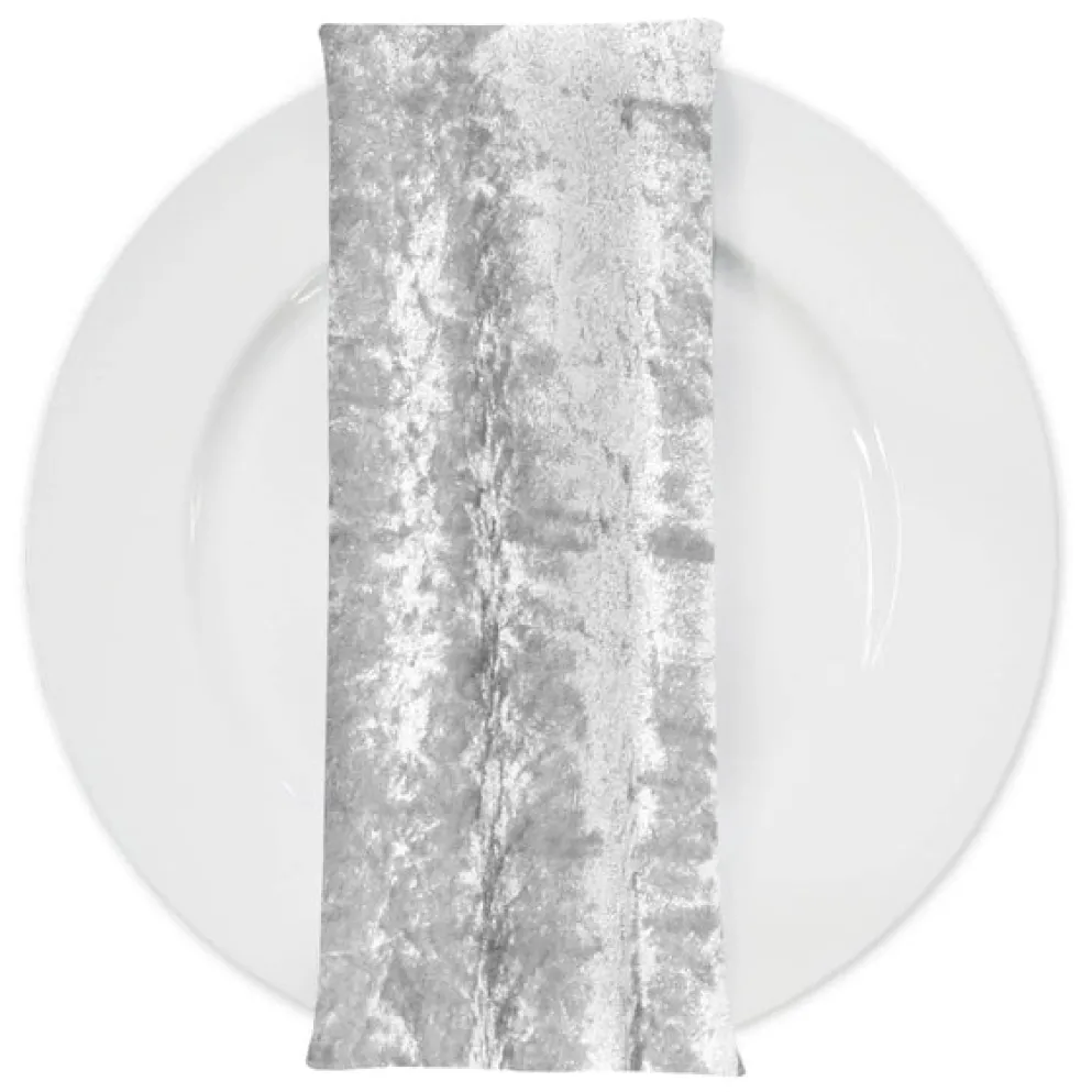 Panne (Crush) Velvet Table Napkin in White