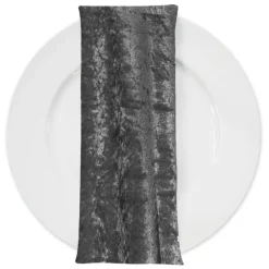 Panne (Crush) Velvet Table Napkin in Charcoal
