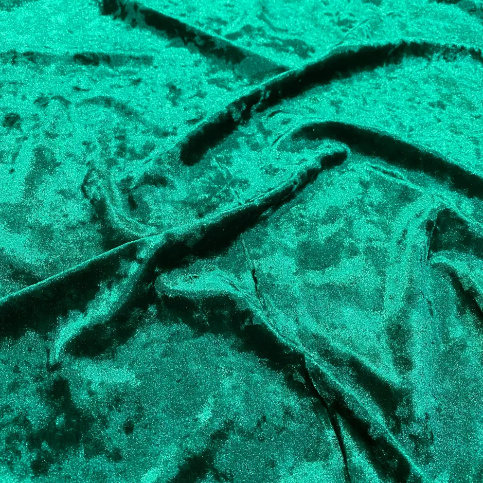 Panne (Crush) Velvet Table Runner in Hunter Green