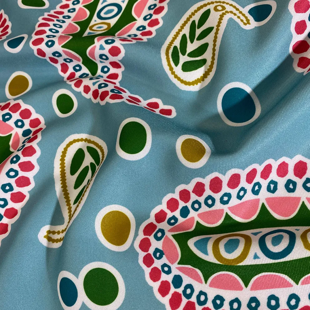Pastel Paisley (Poly Print) Table Linen in Blue