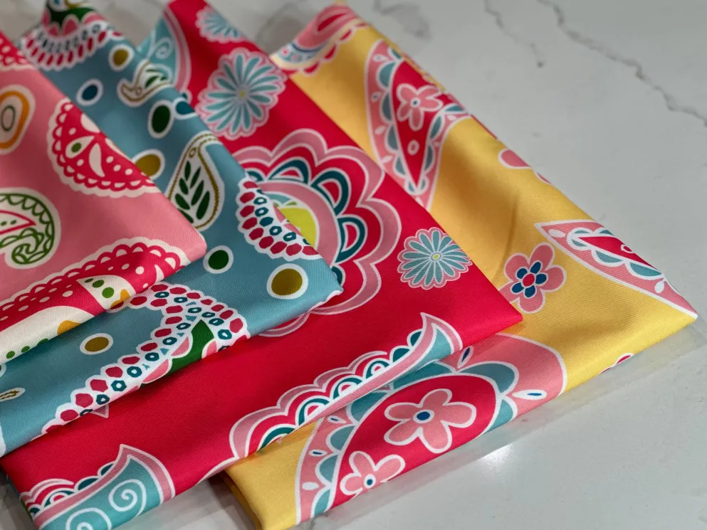 Pastel Paisley (Poly Print) Table Linen in Pink