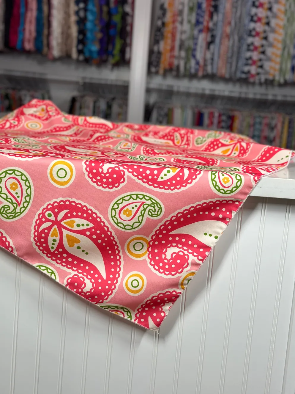 Pastel Paisley (Poly Print) Table Linen in Pink