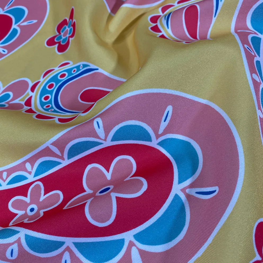 Pastel Paisley (Poly Print) Table Napkin in Yellow