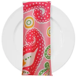 Pastel Paisley (Poly Print) Table Napkin in Pink