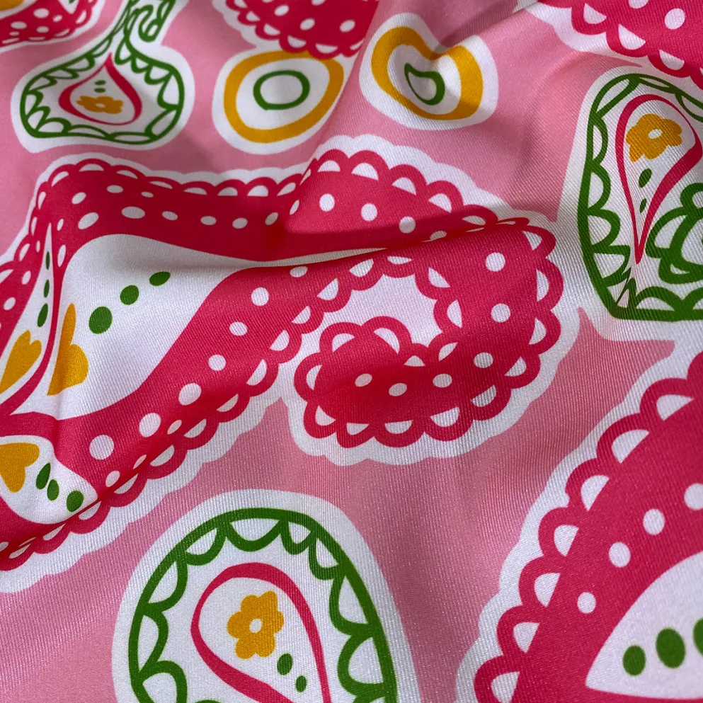 Pastel Paisley (Poly Print) Table Napkin in Pink