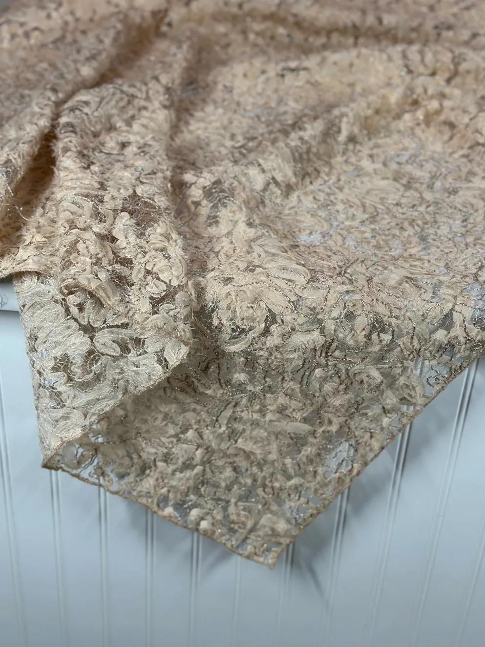 Patina Sheer Table Linen in Champagne