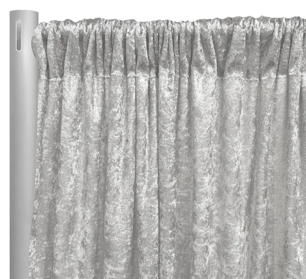 1pc - Panne (Crush) Velvet Drapery Panel in Silver (12' Tall x 58" Wide)