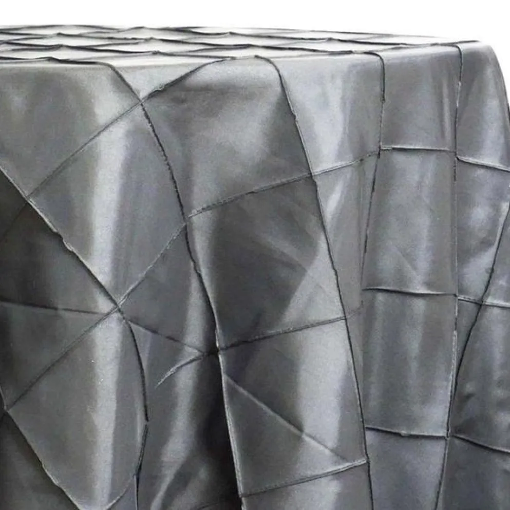 1pc - 4" Pintuck Taffeta Table Linen 108" Round - Charcoal