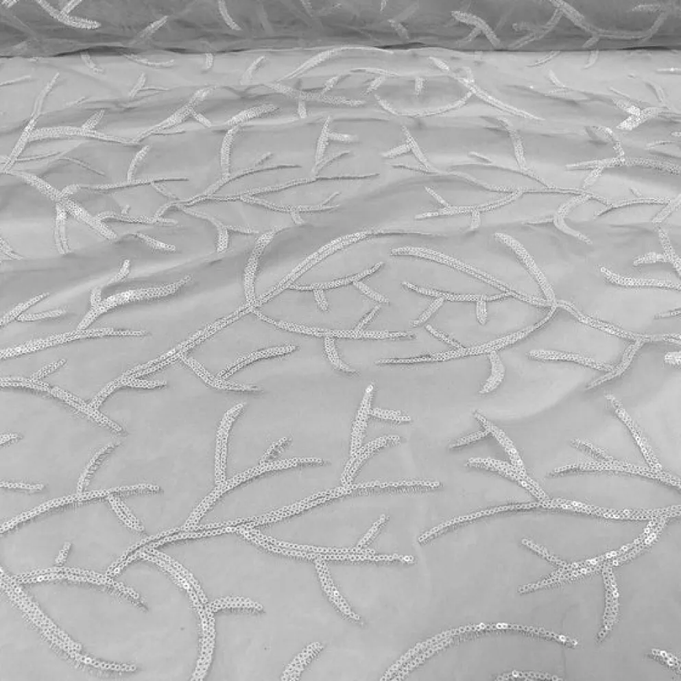 10pcs - Brooks Sequins Table Runner 14"x108" - White