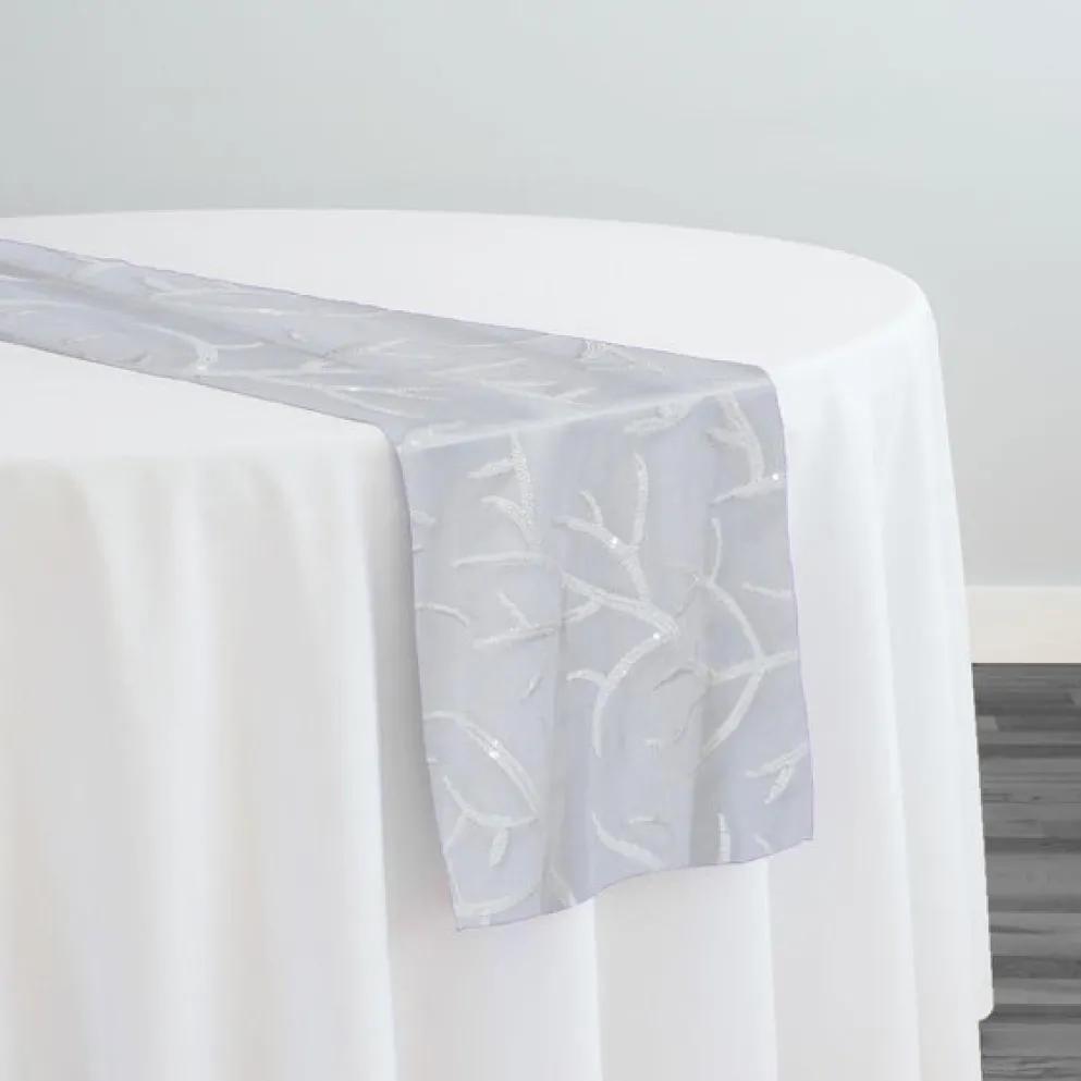 10pcs - Brooks Sequins Table Runner 14"x108" - White