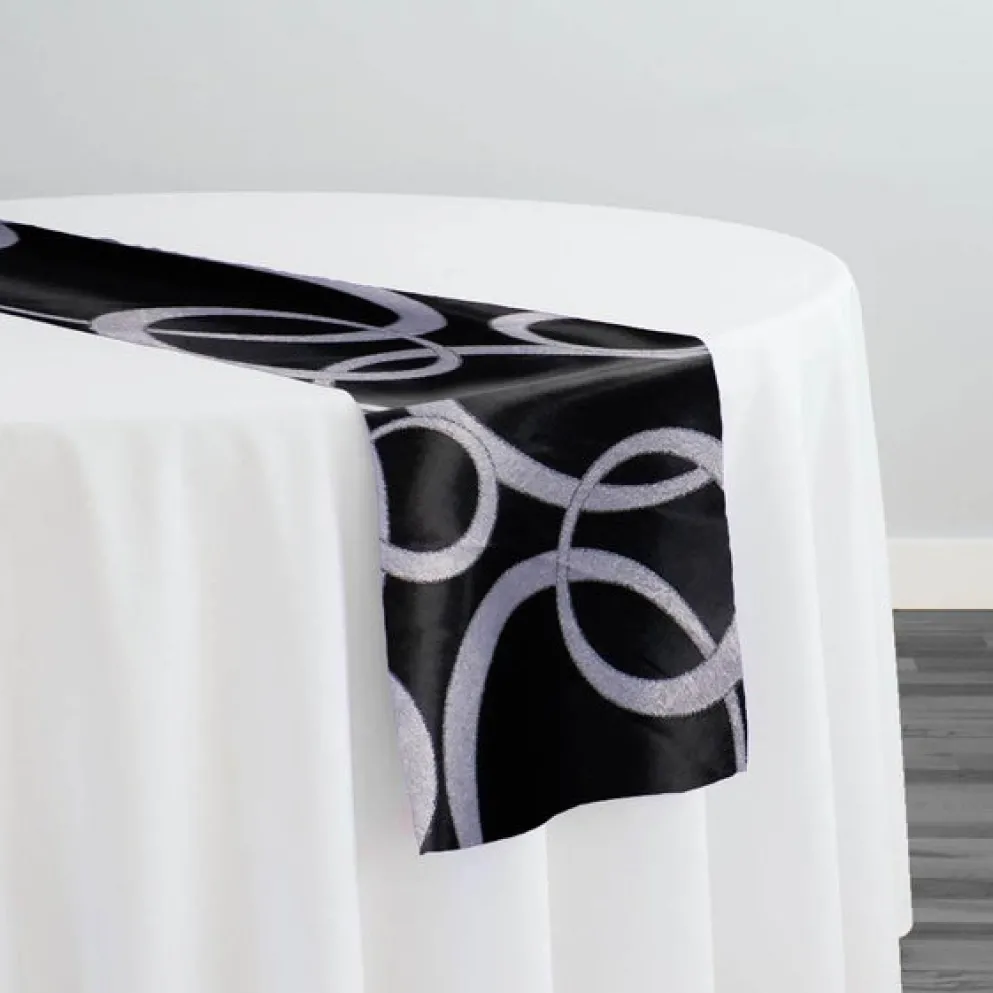 7pcs - Cirque Jacquard (Reversible) Table Runner 12"x12" - Black