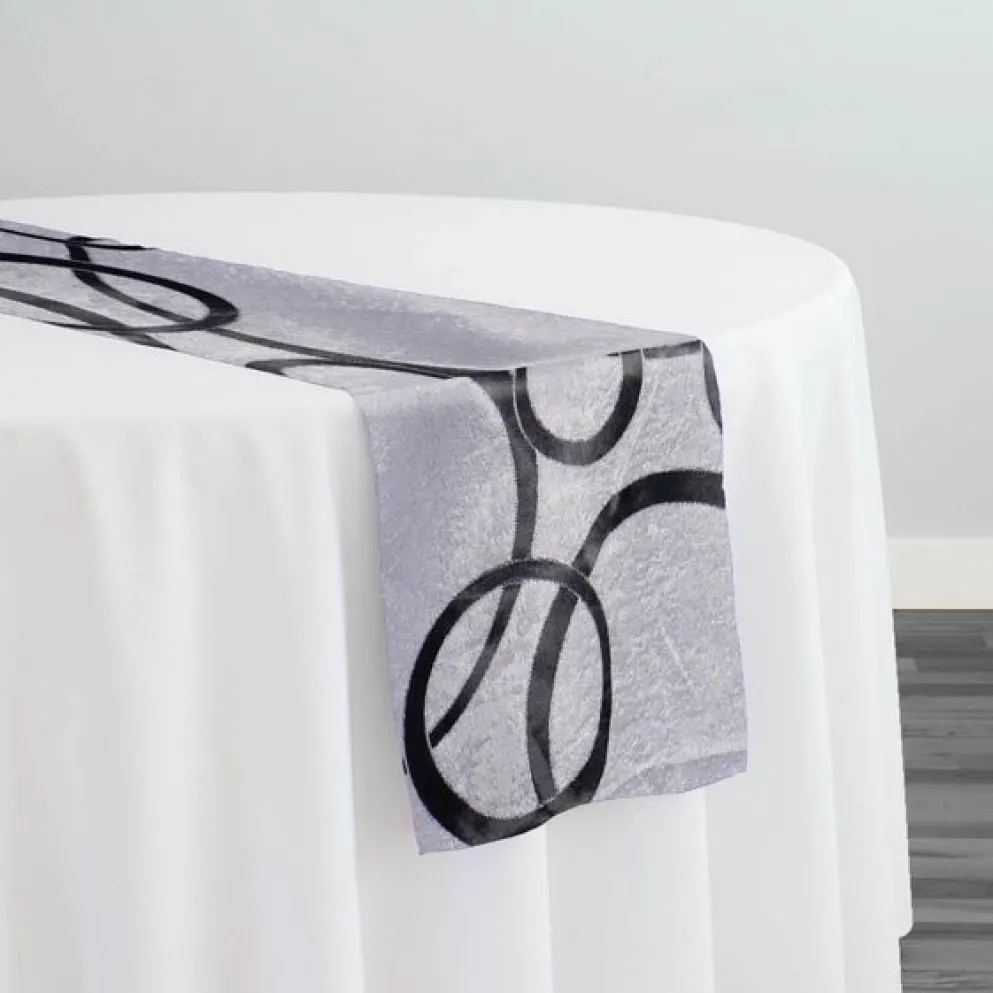 7pcs - Cirque Jacquard (Reversible) Table Runner 12"x12" - Black