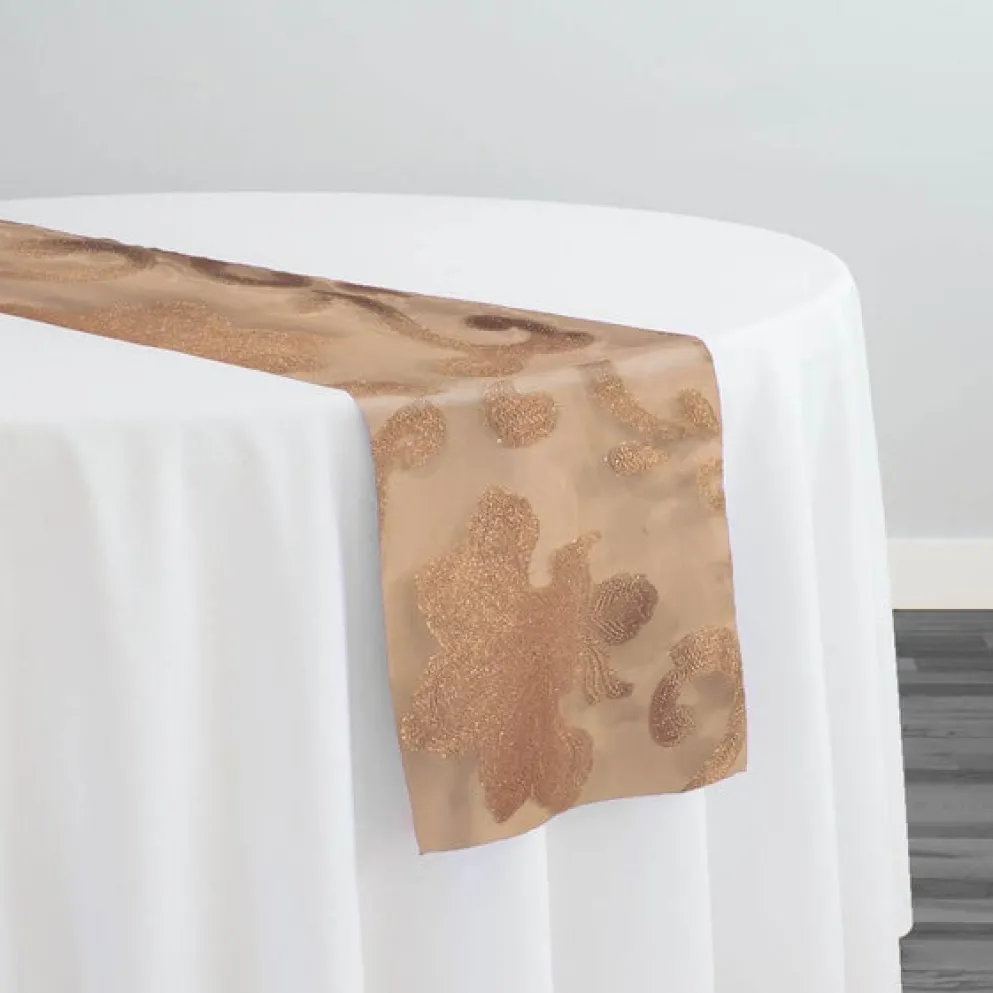 10pcs - Fleur De Lis Table Runner 20"x120" - Champagne