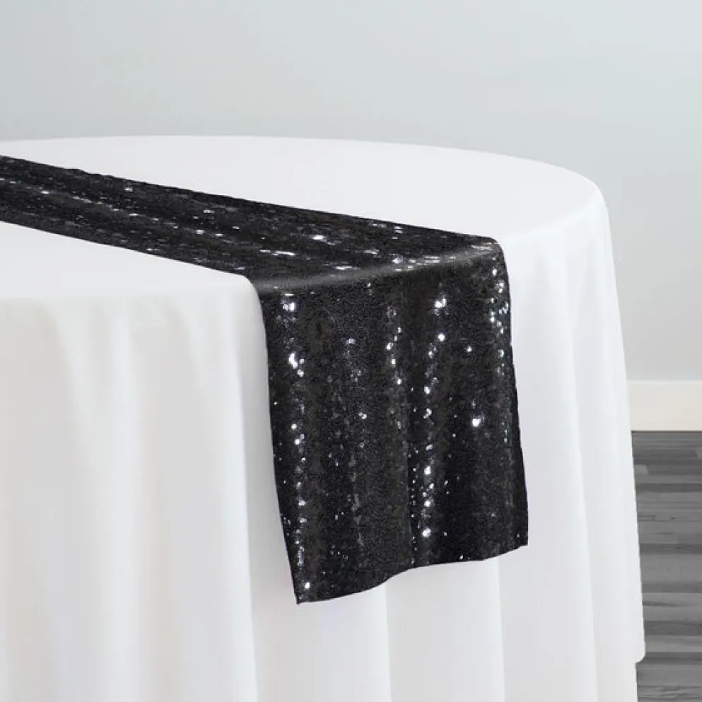 10pcs - Glitz Sequins Table Runner 14"x108" - Black