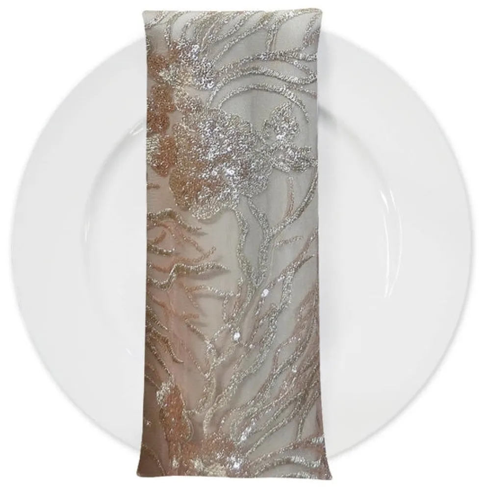 120pcs - Marigold Sequins (w/ Poly Lining) Table Napkin 20"x20" Square - Rose Gold