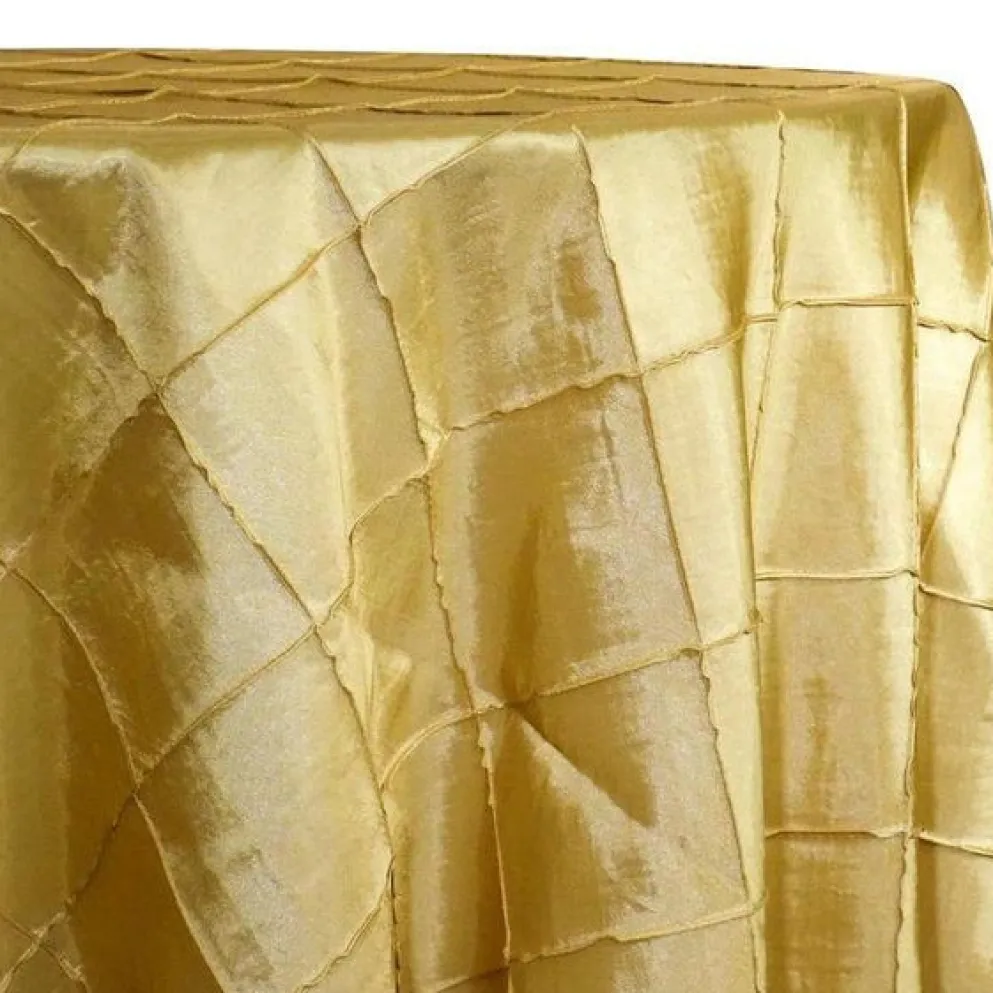 5pcs - 4" Pintuck Taffeta Table Linen 132" Round - Buttercup 114