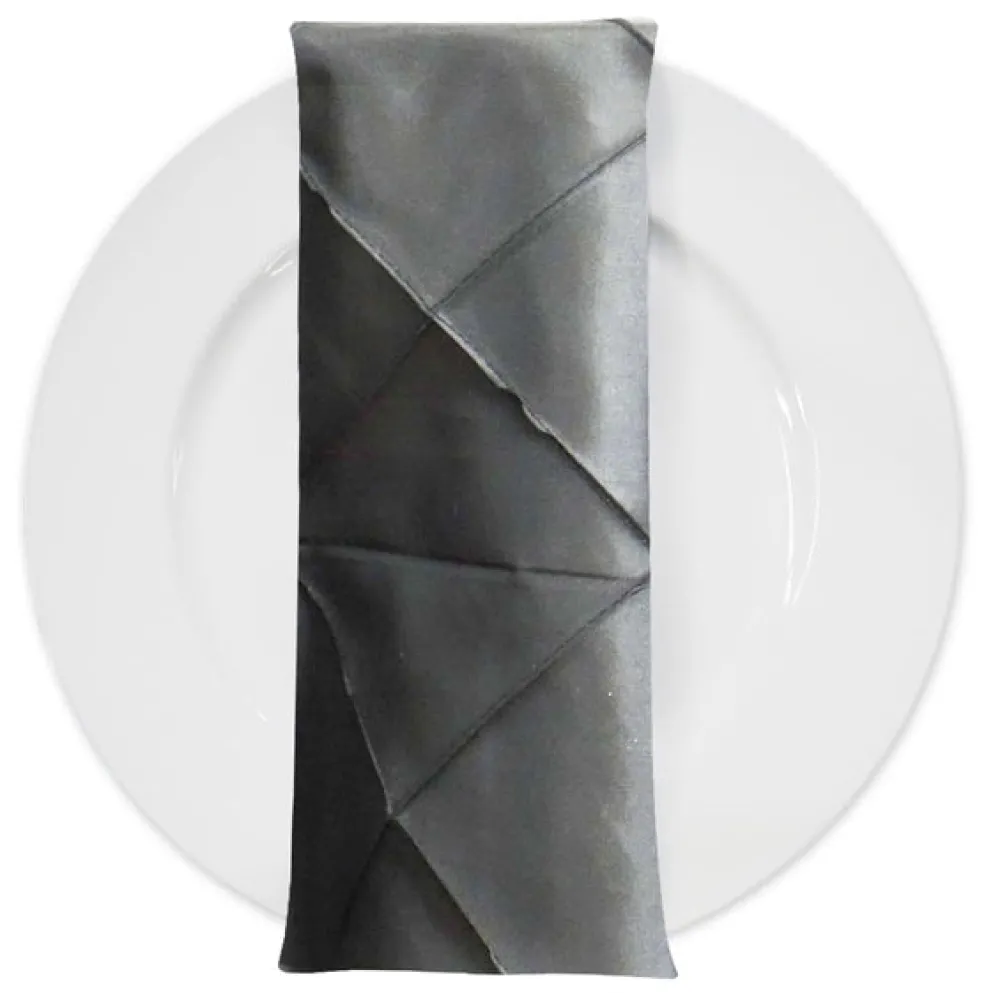 200pcs - 4" Pintuck Taffeta Table Napkin 18"x18" Square - Charcoal