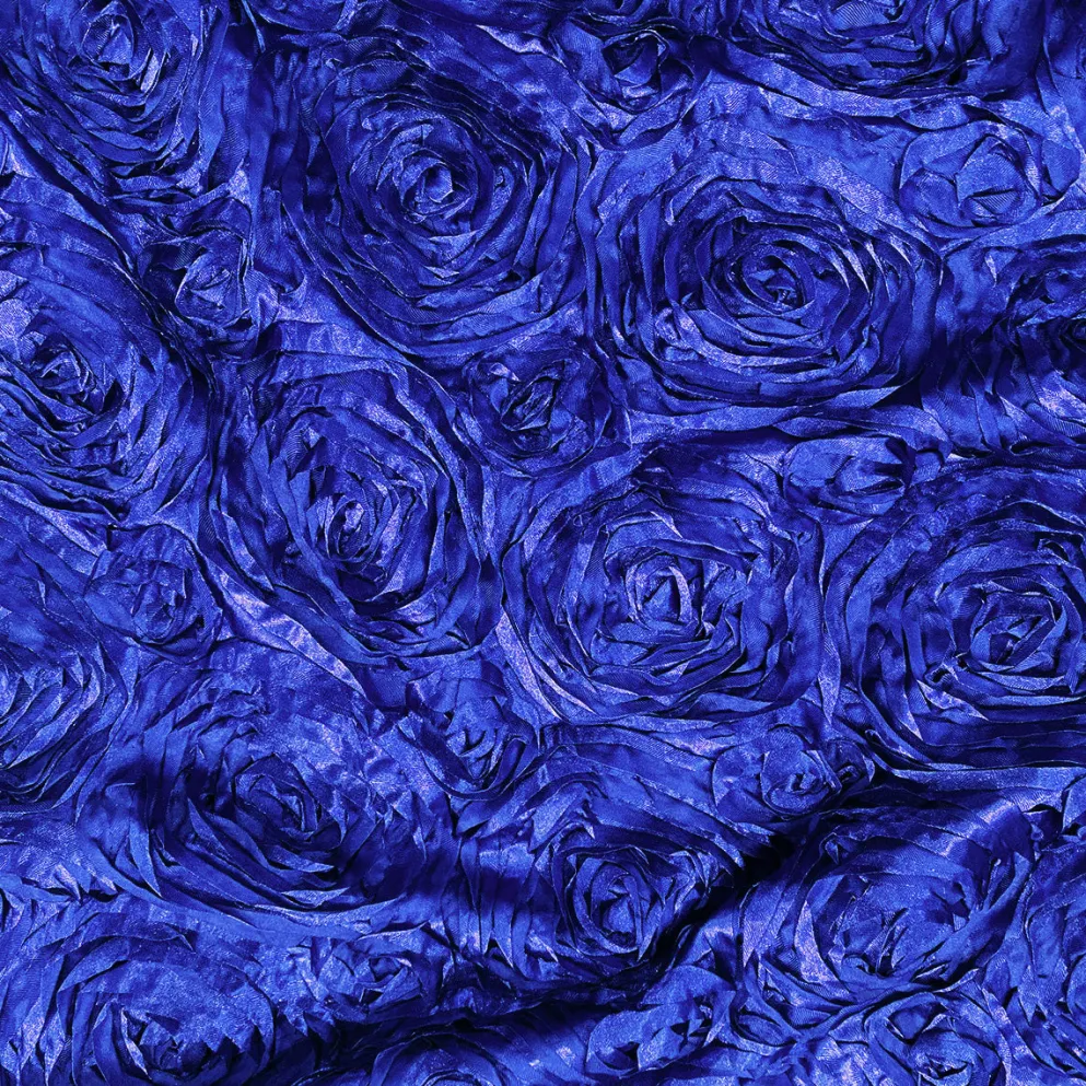 5pcs - Rose Satin (3D) Table Linen 132" Round - Royal