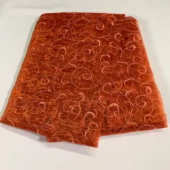 10pcs - Swirl Embroidery Sheer - 72"x72" Square - Orange