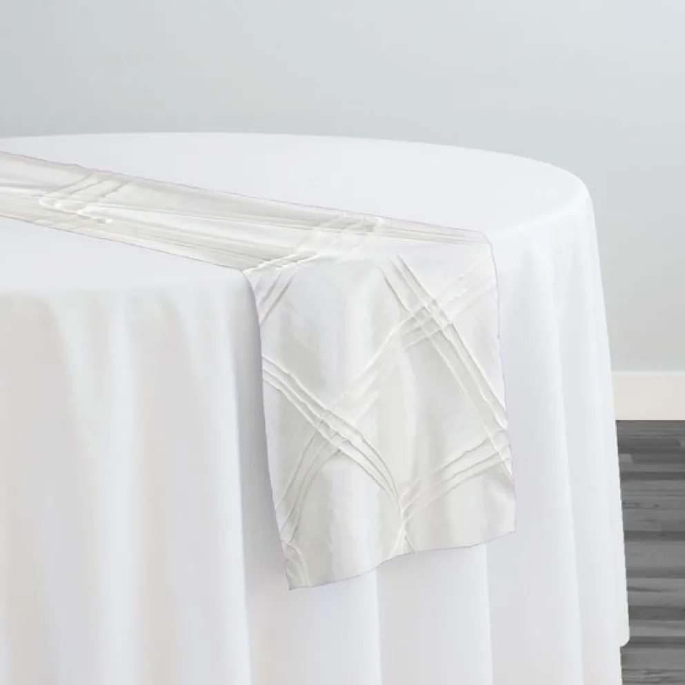 10pcs - Triple Pleat Pintuck Table Runner 14"x108" - White