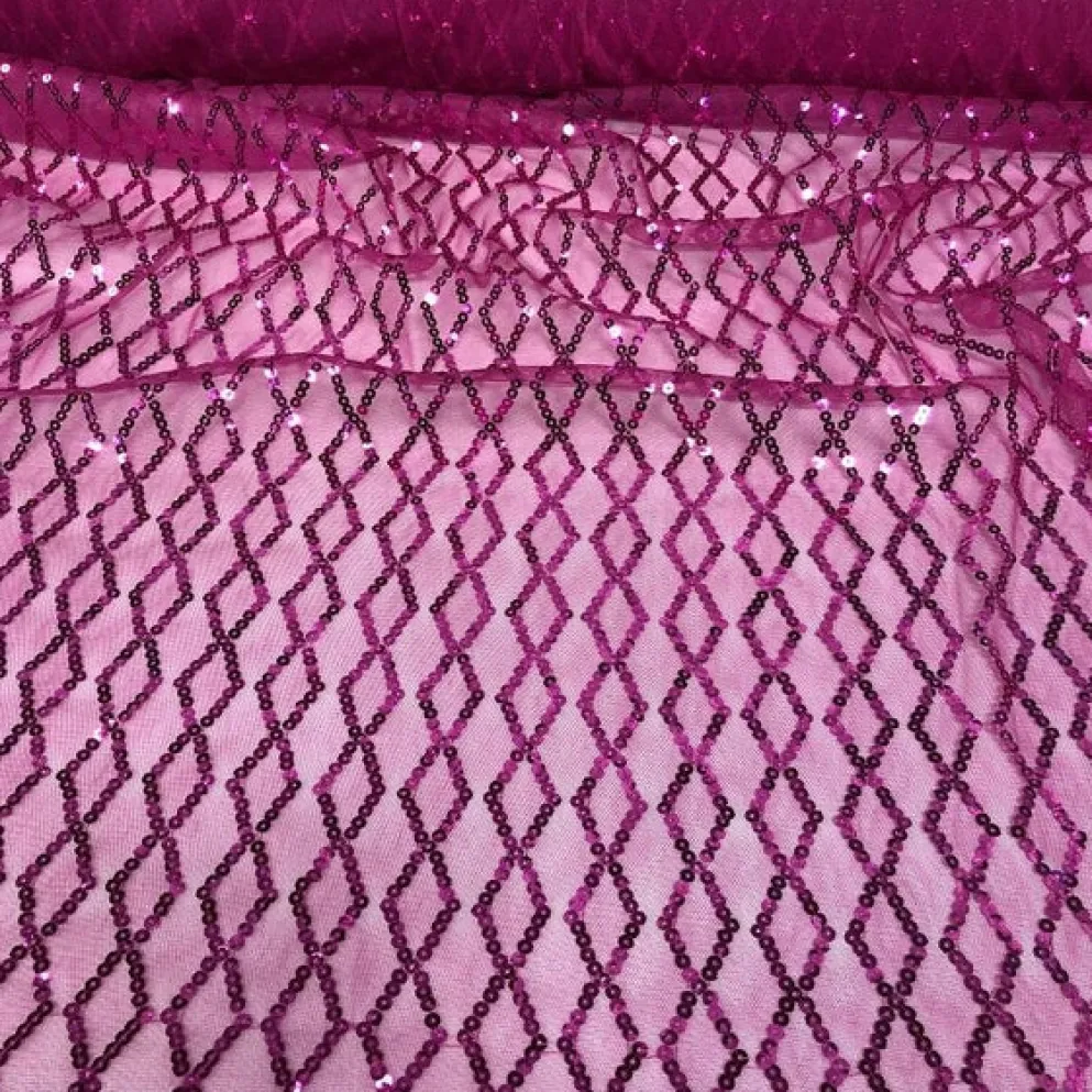 2pcs - Vortex Sequins Table Linen 108" Round - Fuchsia