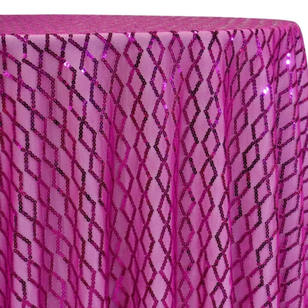2pcs - Vortex Sequins Table Linen 108" Round - Fuchsia