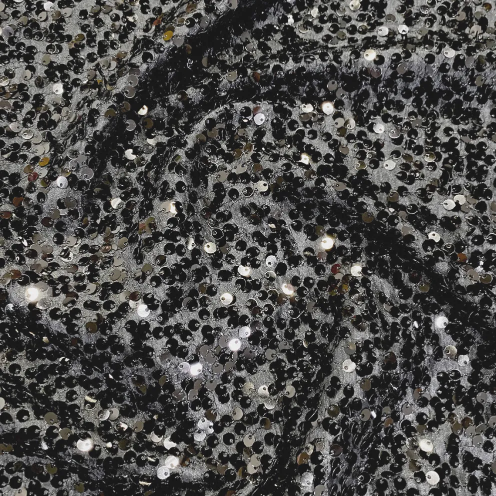 1pc - Taffeta Sequins Table Linen 108" Round - Charcoal