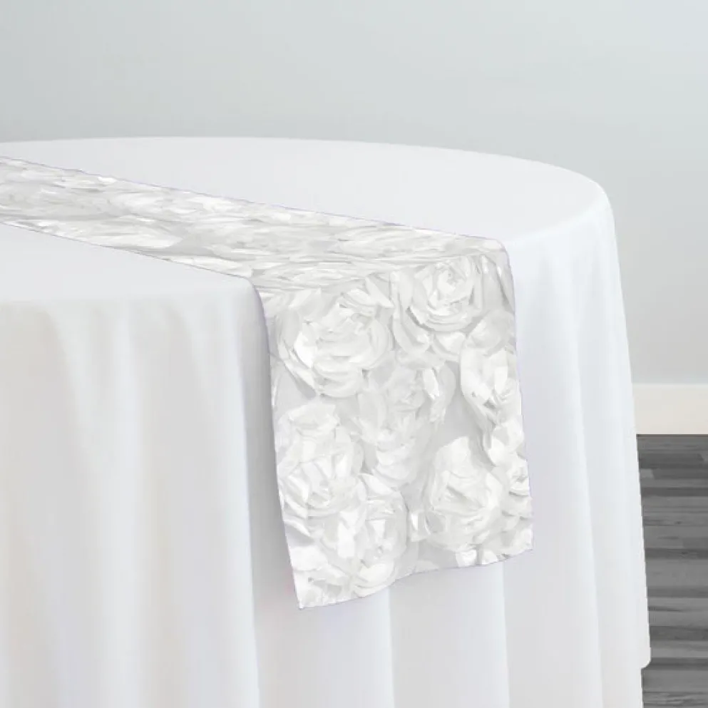 Peony Bouquet Table Runner in White