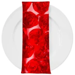 Peony Bouquet (w/ Poly Lining) Table Napkin in Red