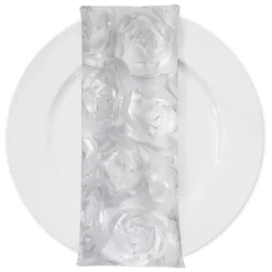Peony Bouquet (w/ Poly Lining) Table Napkin in White