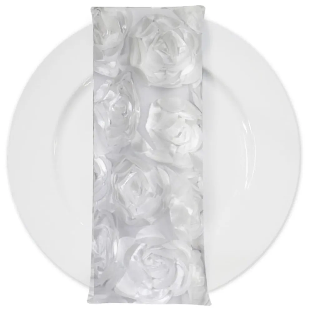 Peony Bouquet (w/ Poly Lining) Table Napkin in White