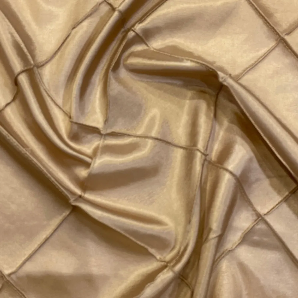 4" Pintuck Taffeta Table Linen in Taupe Gold
