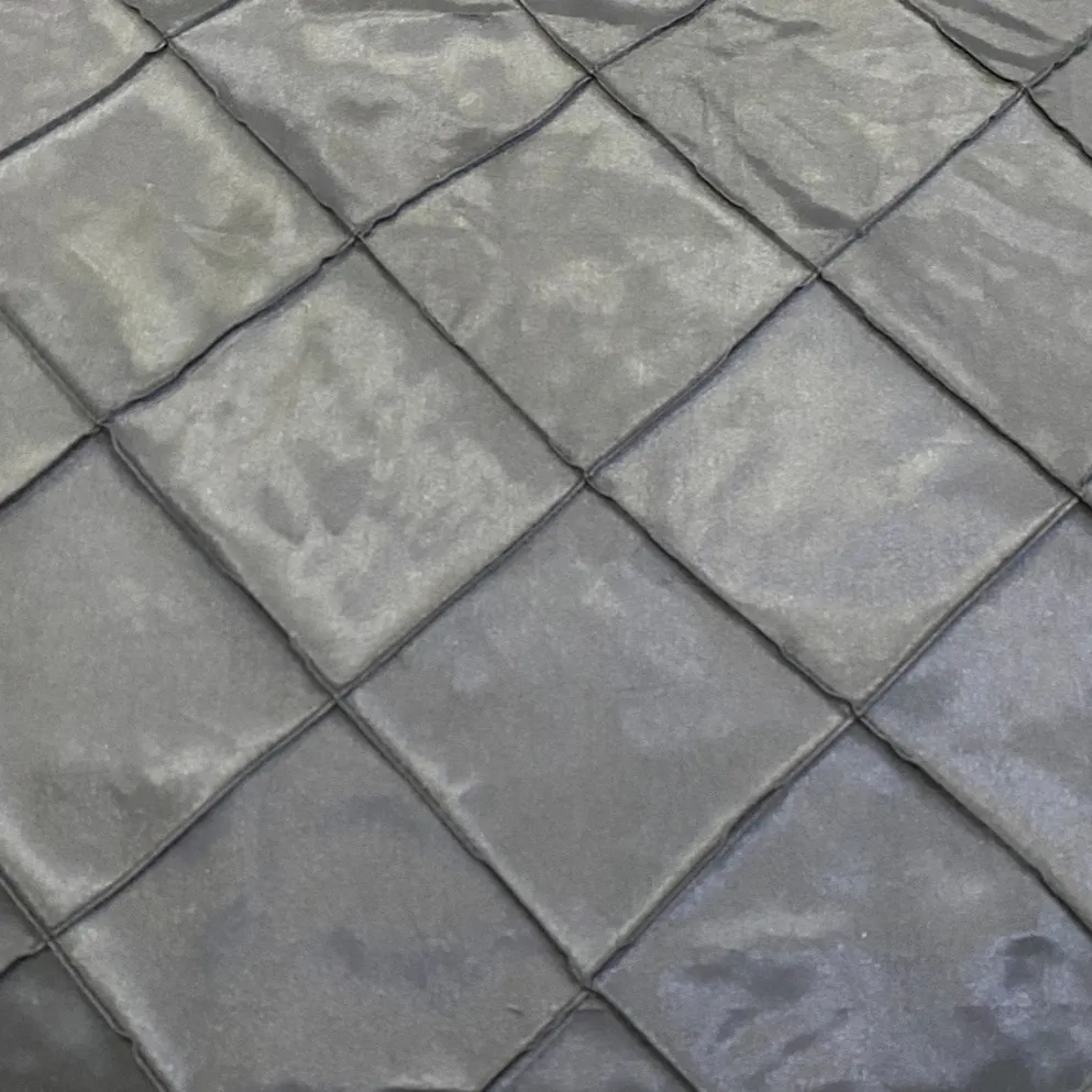 4" Pintuck Taffeta Table Linen in Charcoal
