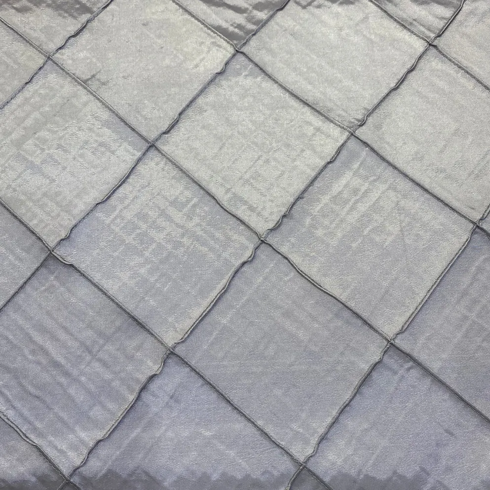 4" Pintuck Taffeta Table Linen in Silver 097